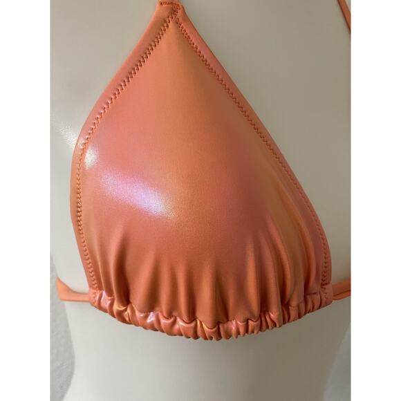 Aerie Swim Triangle Bikini Top Orange Metallic Swimwear - Picture 6 of 11